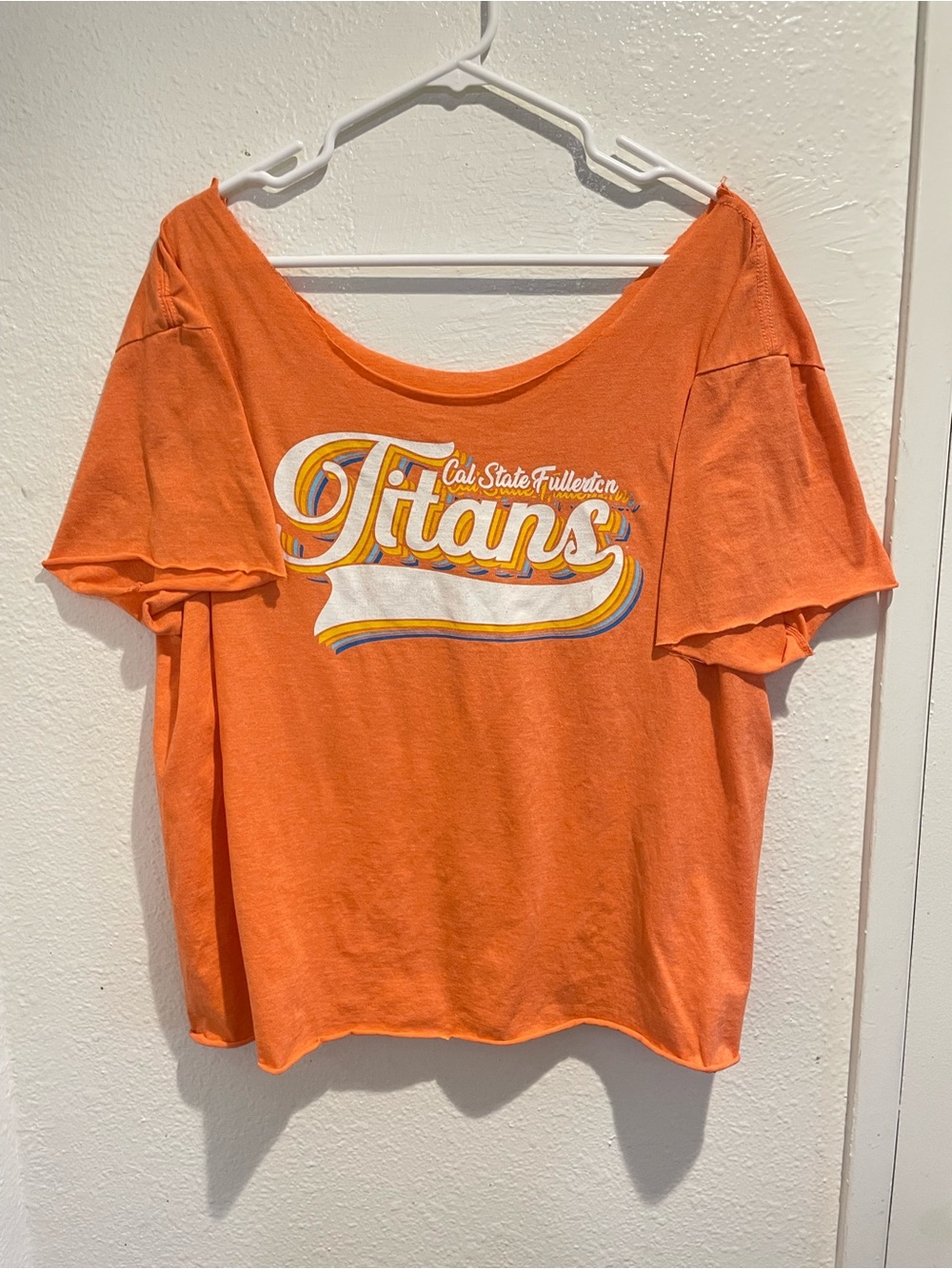 🔥 CSUF Titans Retro Off The Shoulder Custom Crop Top Sz L 🔸